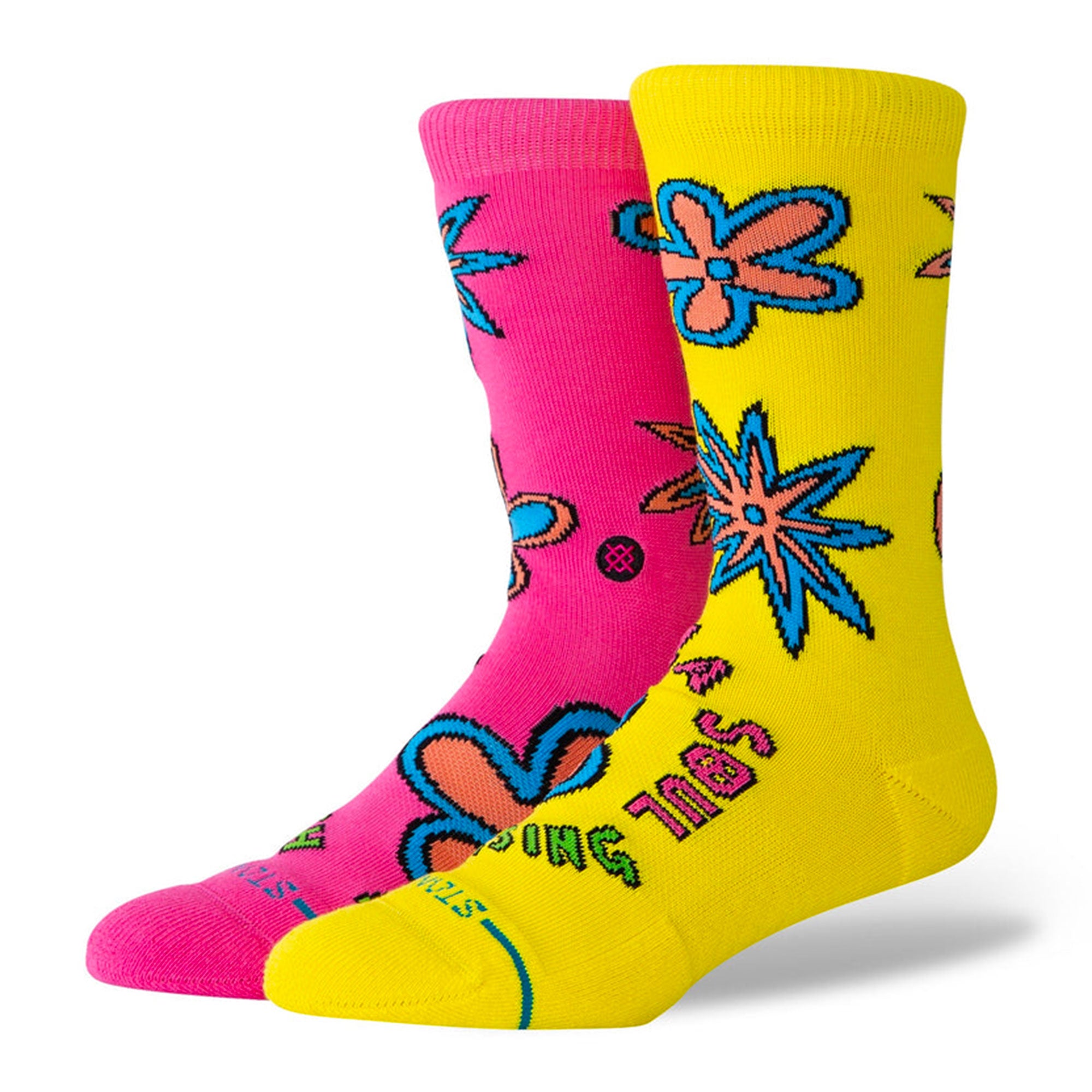 Stance® 3 Feet High Crew Socks pink / yellow - O0IjBxiY