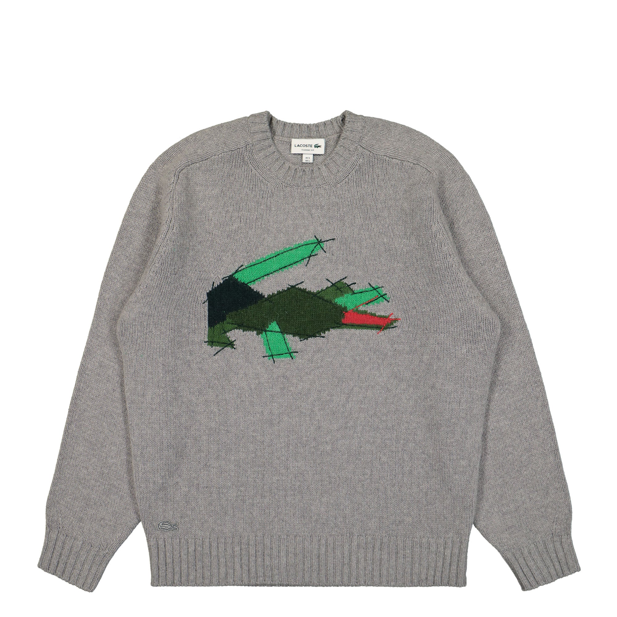 Lacoste® Crocodile Motif Carded Wool Sweater gray - vOsiZooU