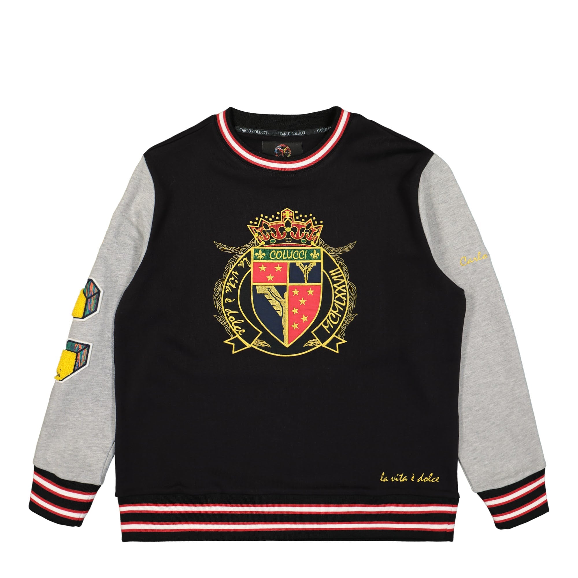 Carlo Colucci® College Sweatshirt black - 0XO6Tszu