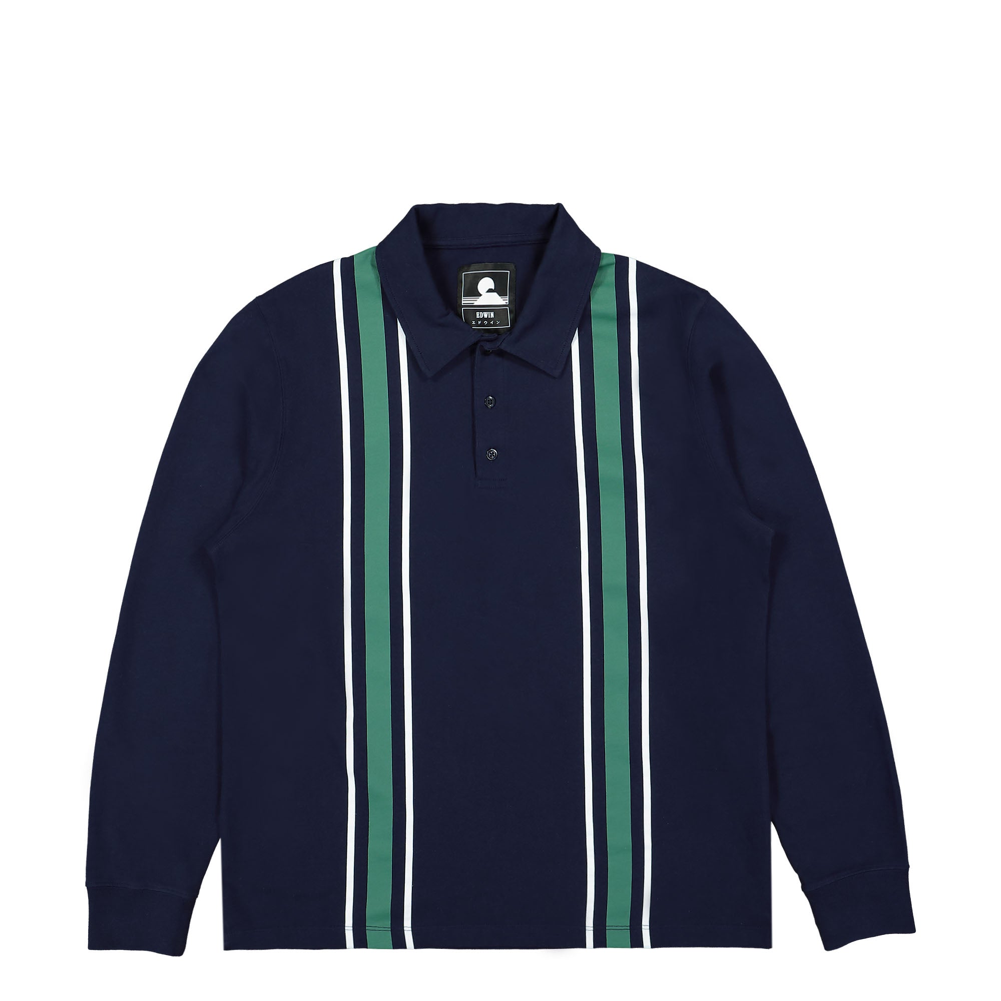 Edwin® Club Stripes Polo LS Jersey blue - xUjJsia0