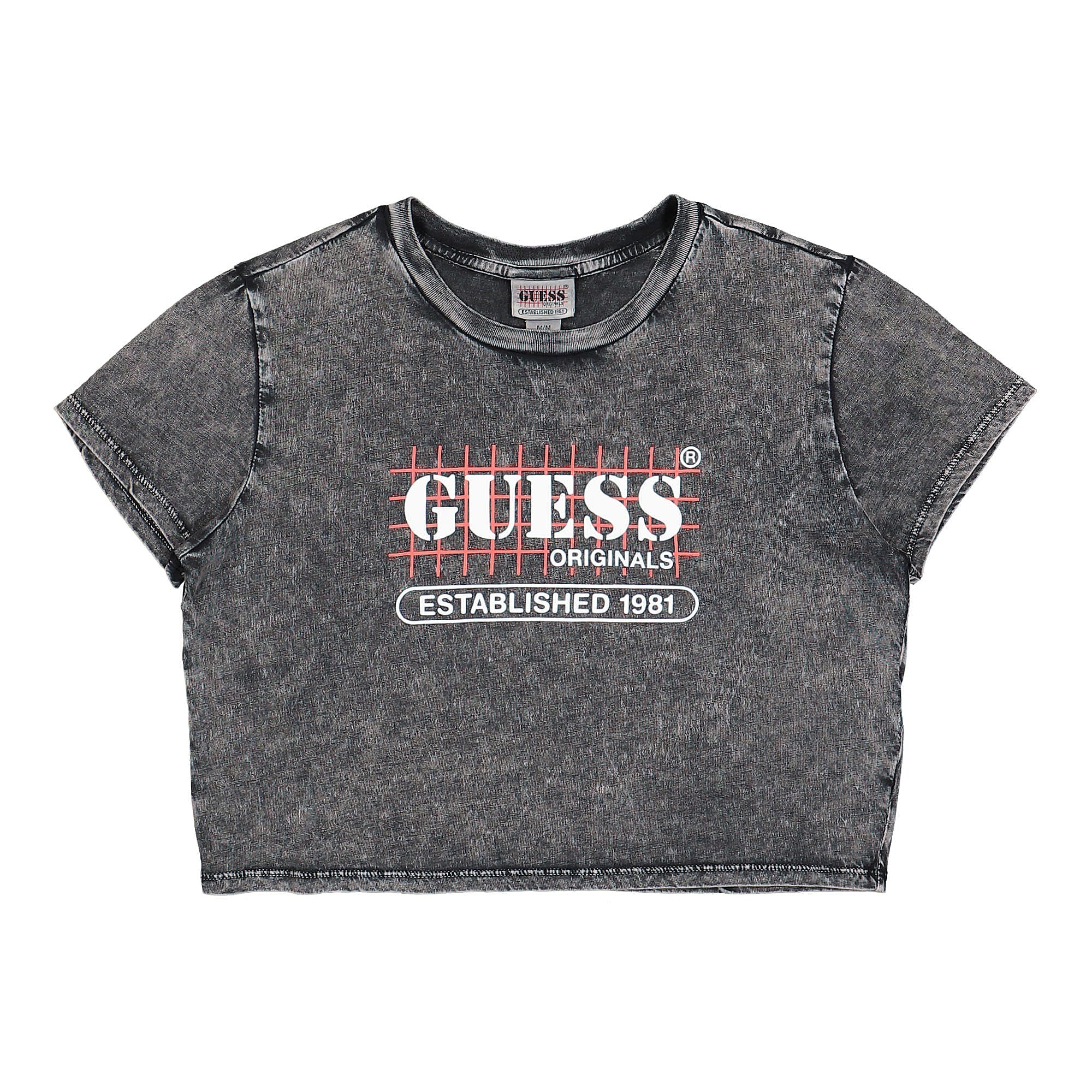 GUESS Originals® Wmns Go Raelyn Grid Crop Baby Tee black - hANc1cny